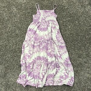 Girls Purple and White Tie-Dye Maxi Dress
